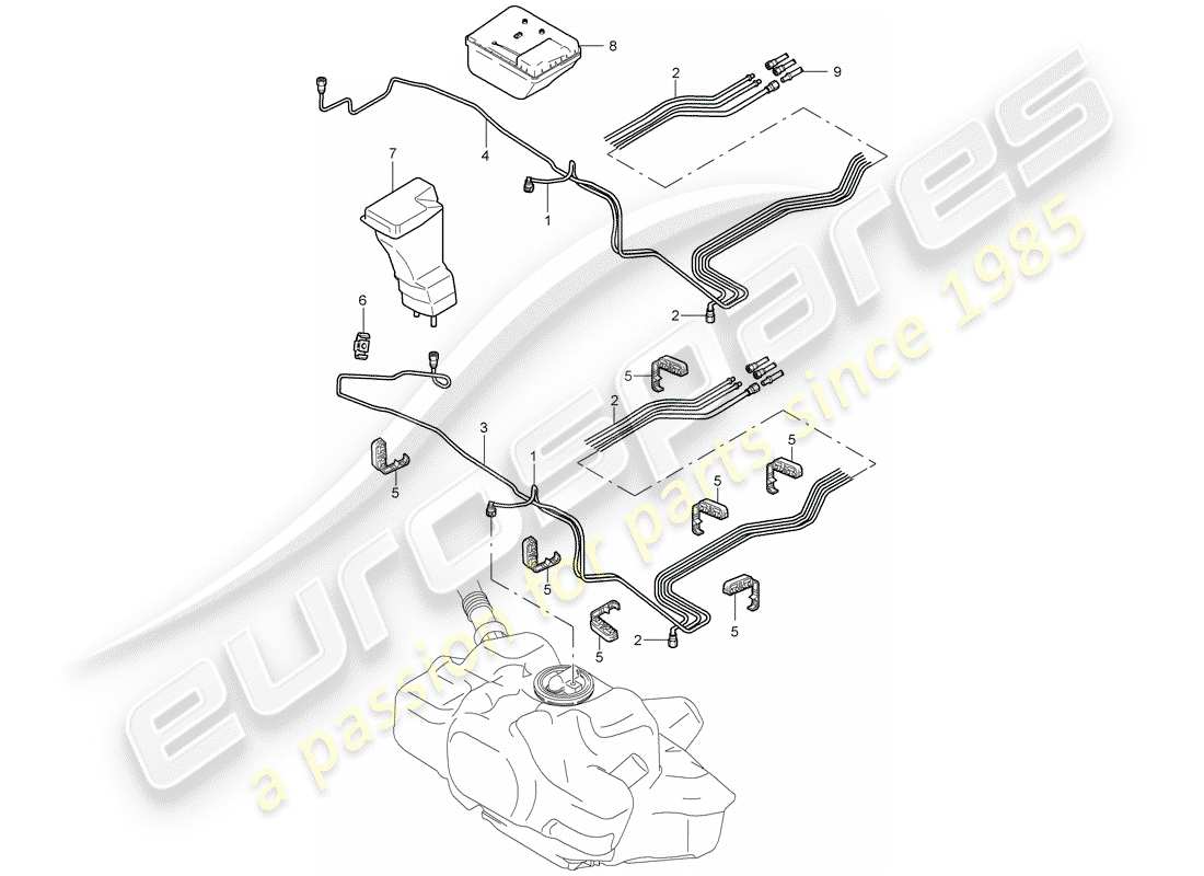 porsche 2009 997-2 turbo / gt2 fuel system parts diagram
