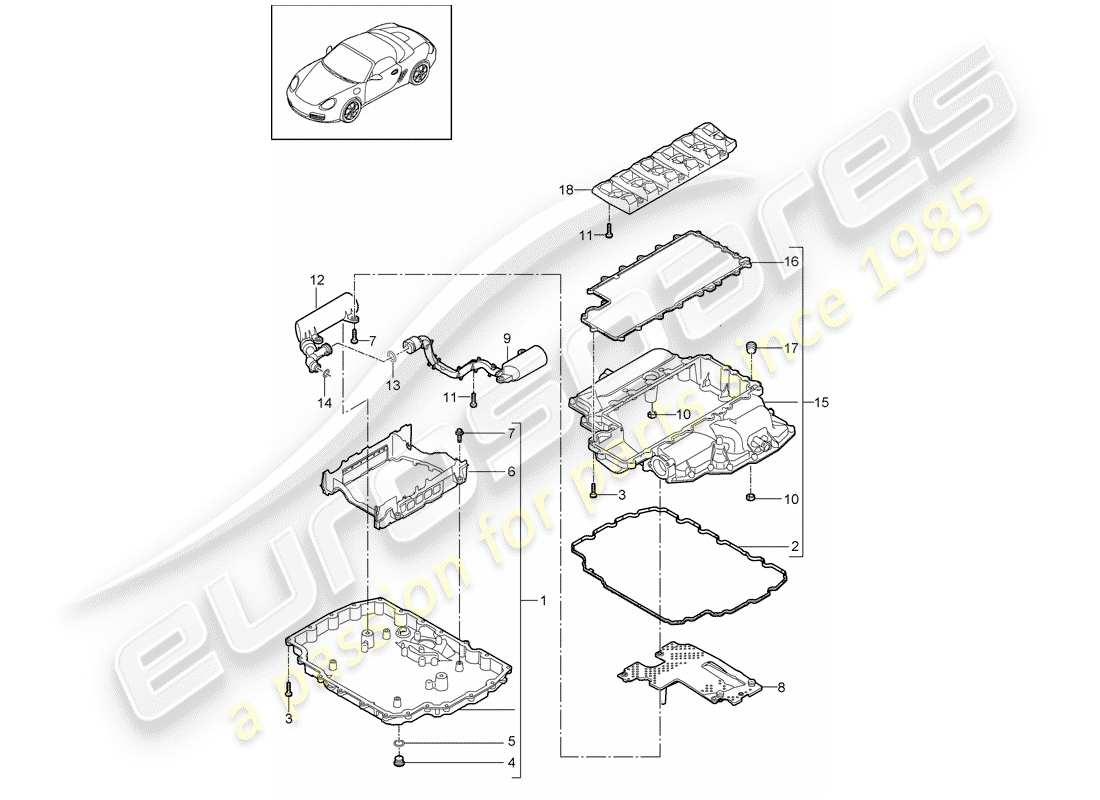 porsche 2009 (987 boxster) oil sump parts diagram