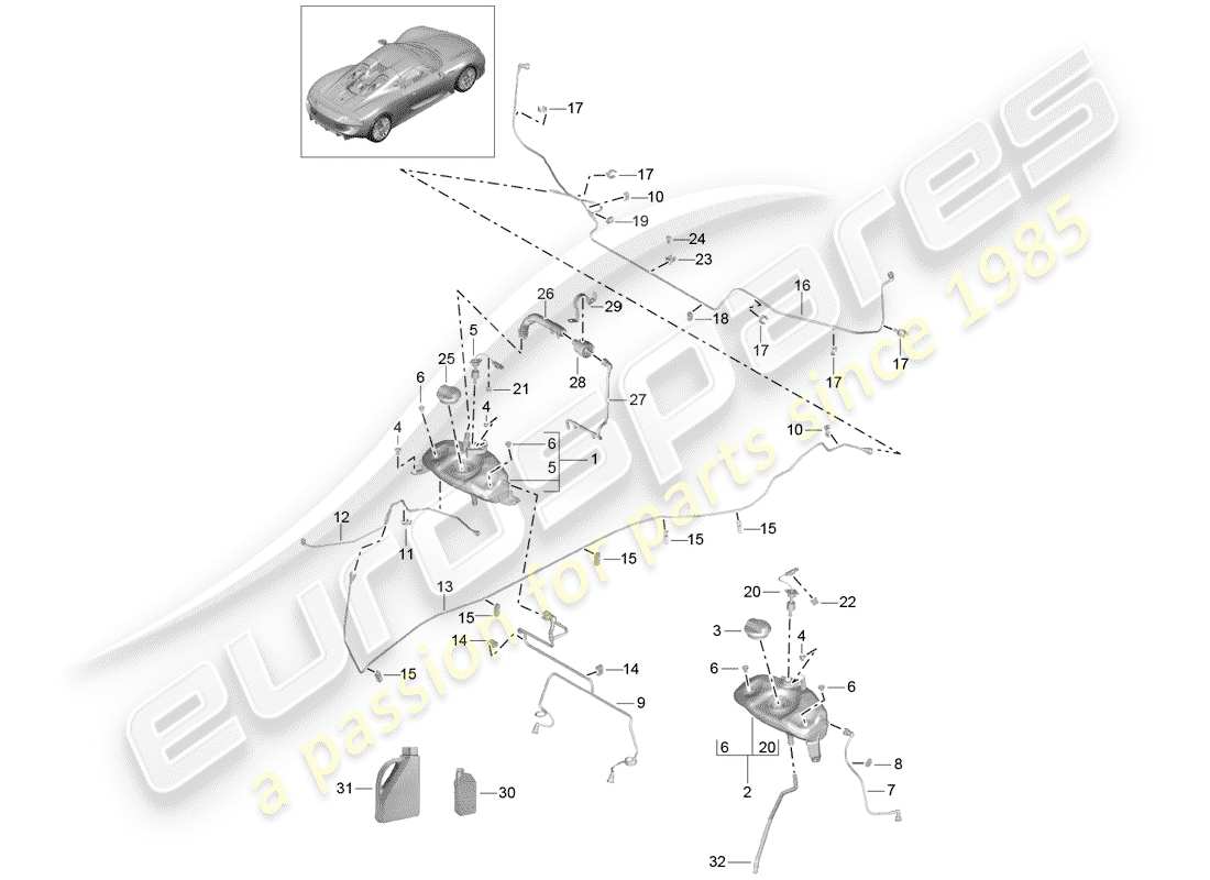 porsche 2015 (918 spyder) water cooling parts diagram