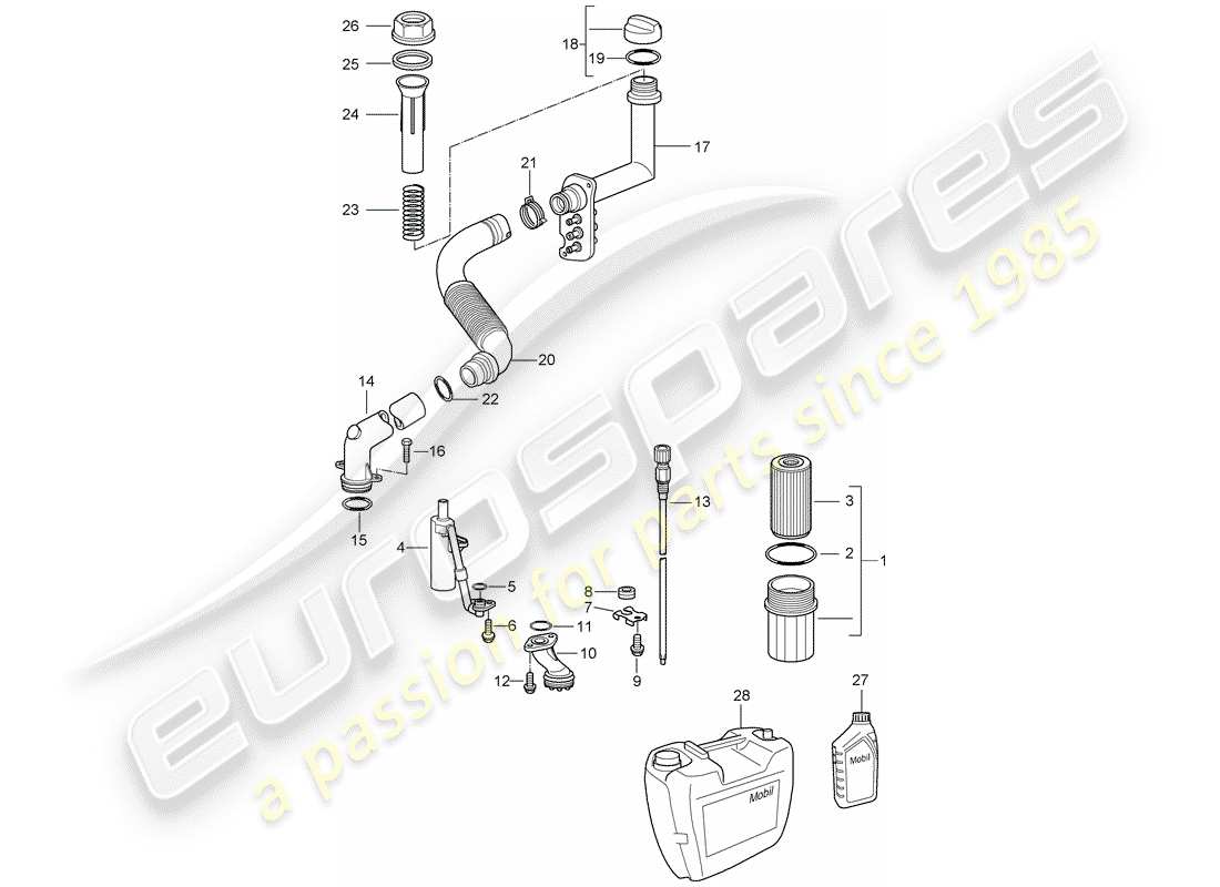 porsche 2006 (987 boxster) engine (oil press./lubrica.) parts diagram