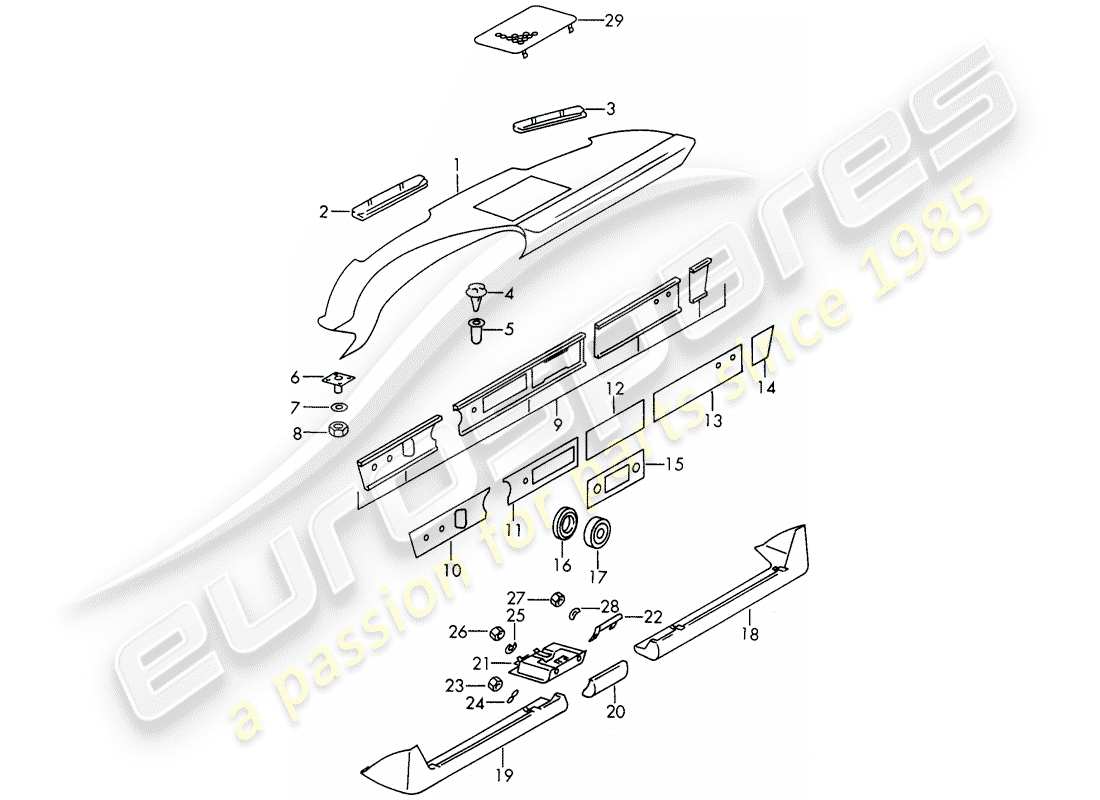 porsche 1969 (911/912) dash panel trim - ashtray - trim cover - d - mj 1969>> part diagram