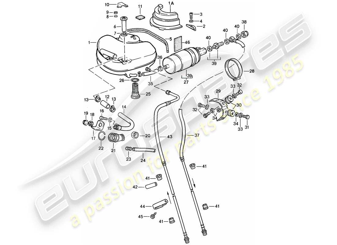 porsche 1986 (911) fuel system part diagram
