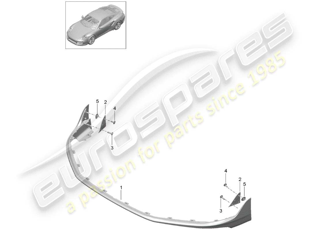 porsche 2014 (991-1 turbo) front spoiler aerokit part diagram