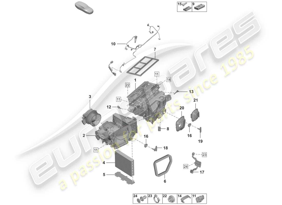 porsche 2020 (992-1) air conditioning parts diagram