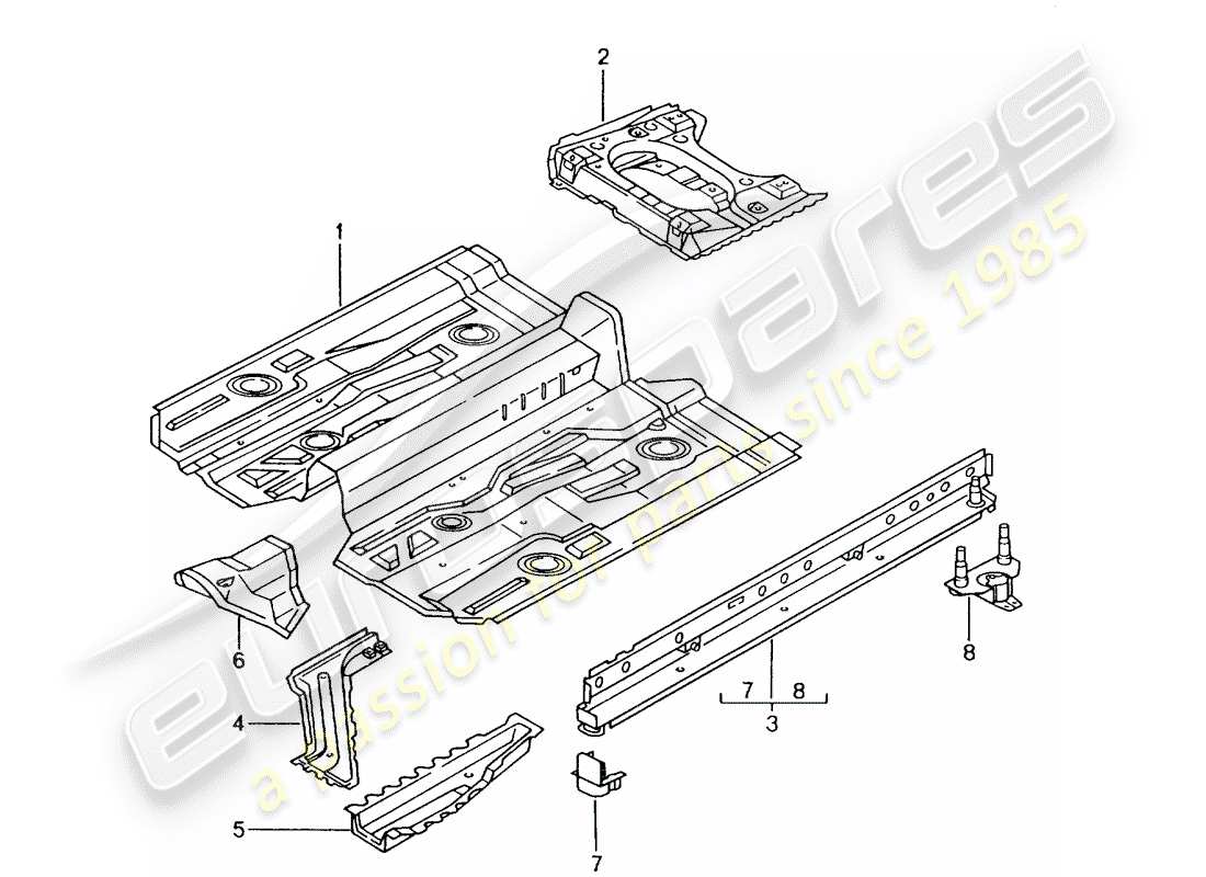 porsche 2002 (996 gt3) floor part diagram