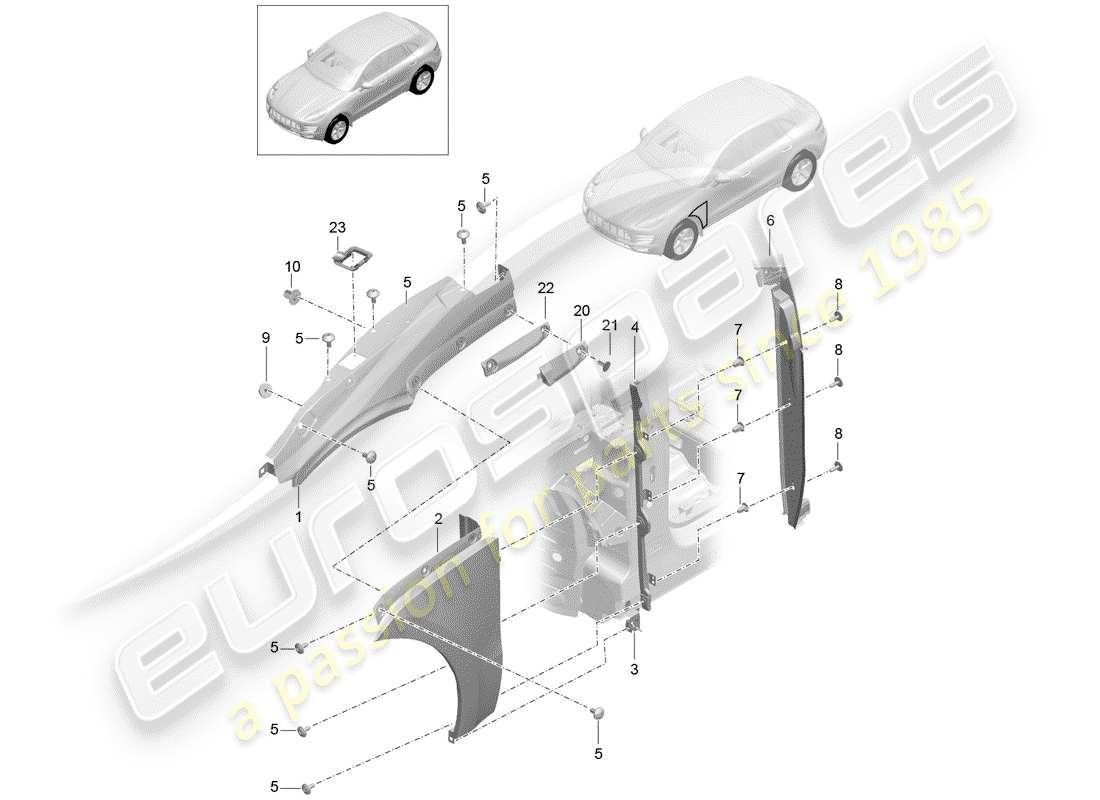 porsche 2014 (macan) wing parts diagram