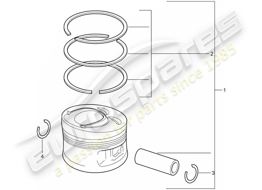 porsche 2008 (cayenne e1 9pa) piston 1 set: piston rings part diagram