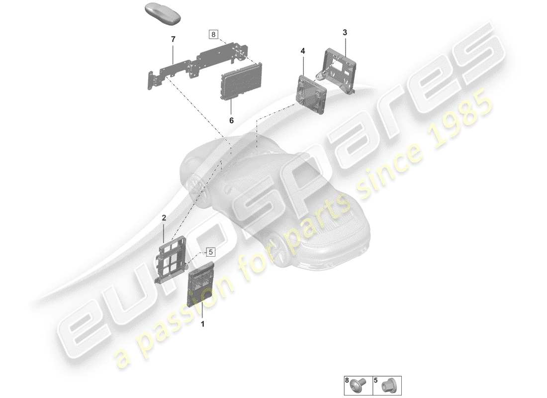 porsche 2020 (992-1) control units control unit (bcm) for conv. system & ob power supply control unit for driver assist systems parts diagram