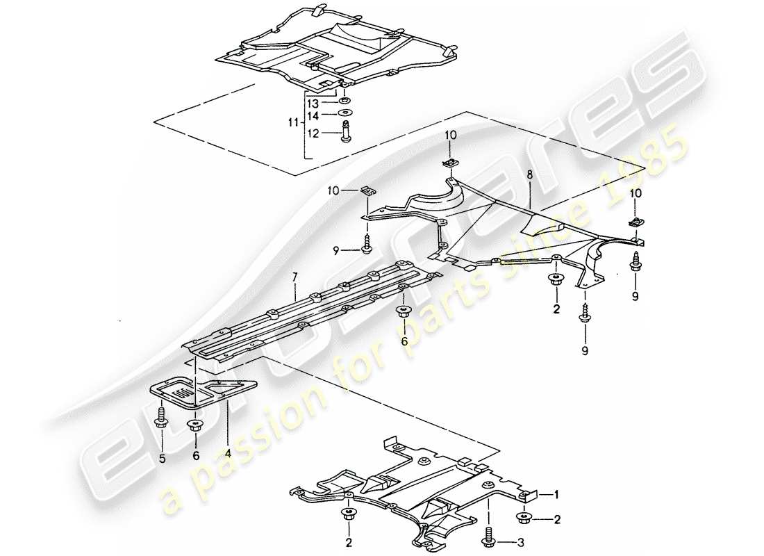 porsche 1996 (993) cover - for - underbody part diagram
