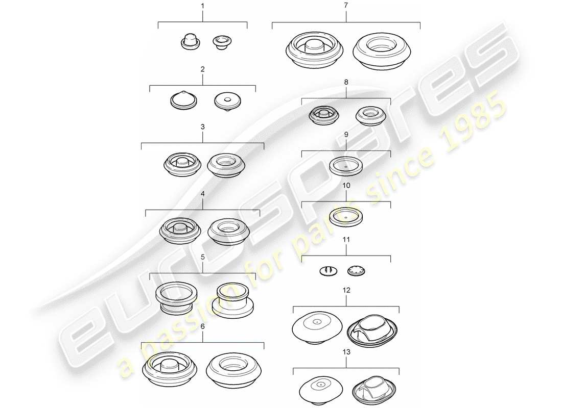 porsche 2006 (987 cayman) bungs see workshop manual part diagram