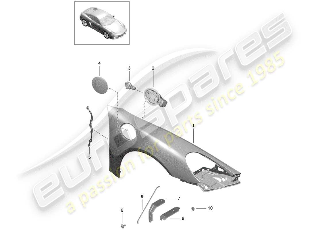 porsche 2015 (981 cayman) wing part diagram