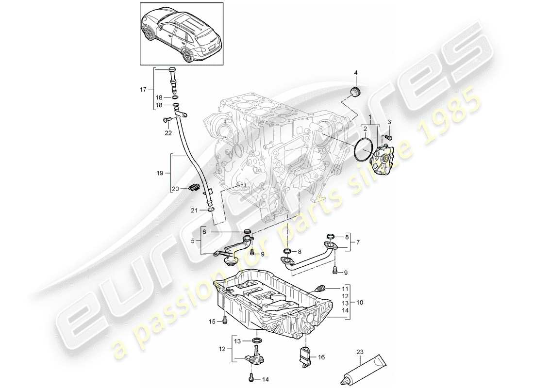 porsche 2018 (cayenne e2 92a) oil pump intake manifold oil sump part diagram