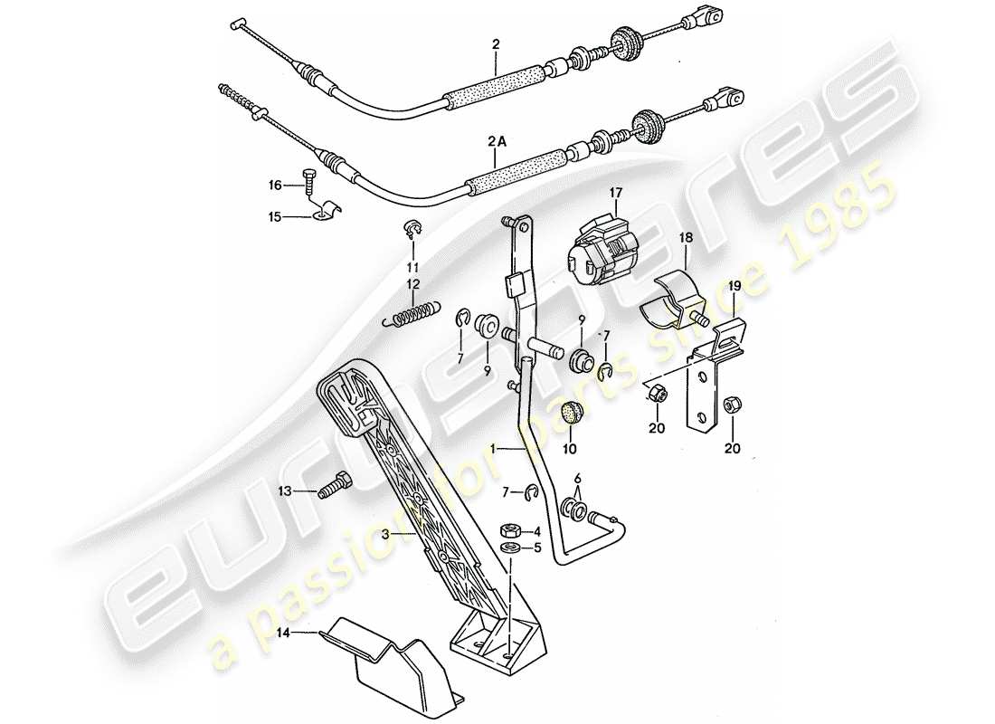 porsche 1992 (968) throttle control - accelerator cable part diagram