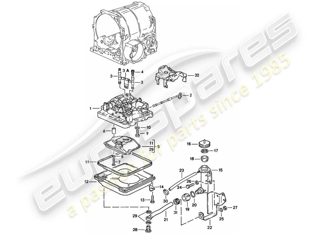 porsche 928 (1985) automatic transmission - valve body - d - mj 1983>> - mj 1983 part diagram