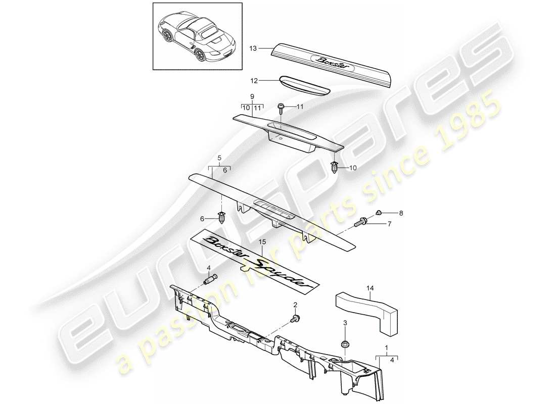 porsche 2009 (987 boxster) trim sill parts diagram