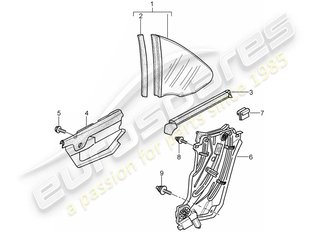 porsche 2012 (997-2) side window parts diagram
