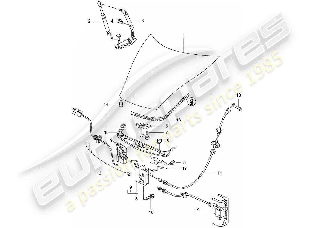 porsche 2001 (986 boxster) cover front parts diagram