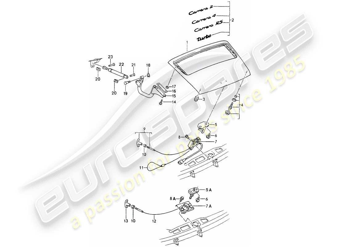 porsche 1993 (964) cover parts diagram