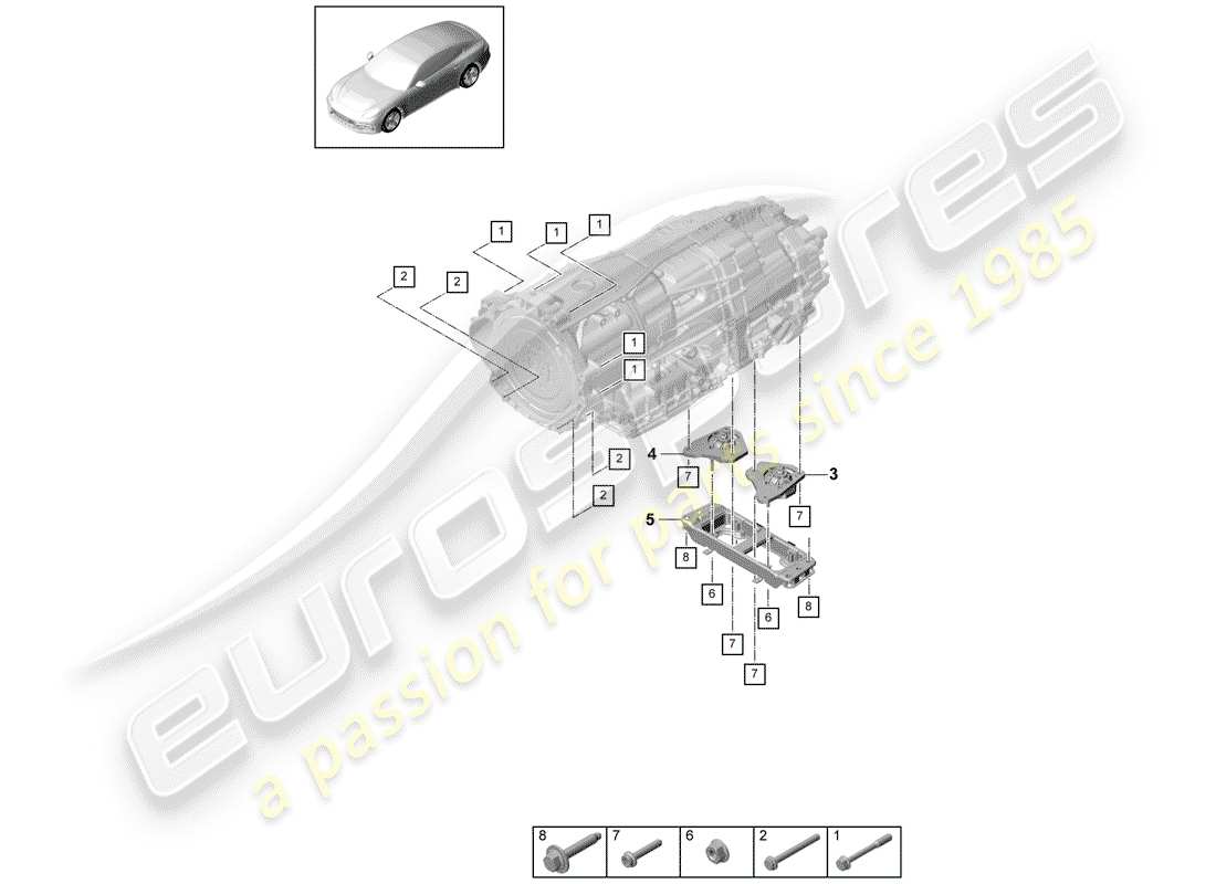 porsche 2020 (panamera 971-1) mounting parts for engine and transmission transmission carrier part diagram