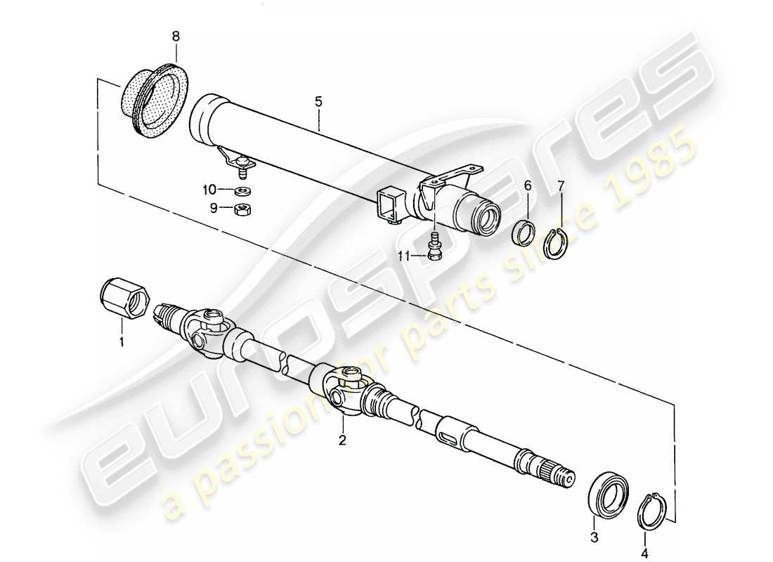 porsche 1987 (959) intermediate steering shaft - steering protective pipe parts diagram