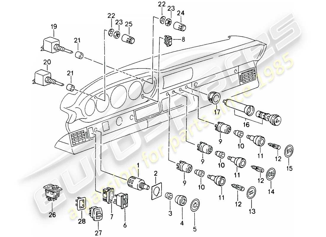 porsche 1998 (993) switch part diagram