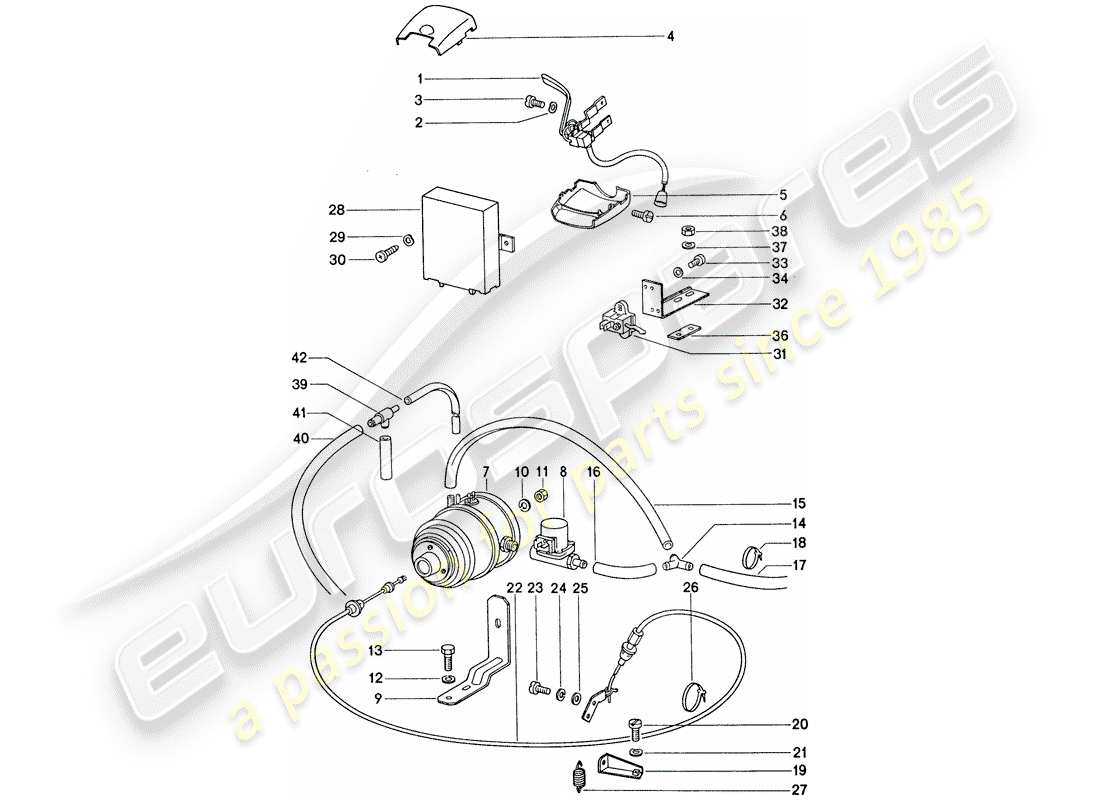 porsche 911 (1975) cruise control system part diagram