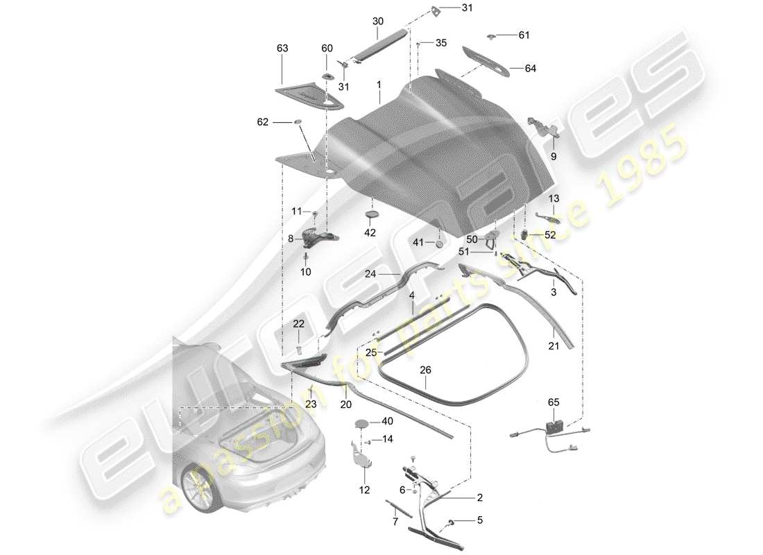porsche 2016 (981 boxster spyder) cover rear parts diagram
