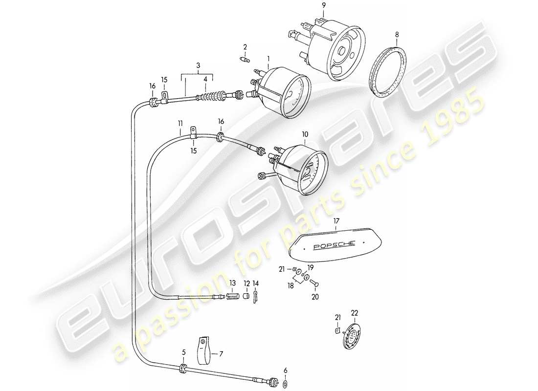 porsche 1959 (356/356a) instruments part diagram