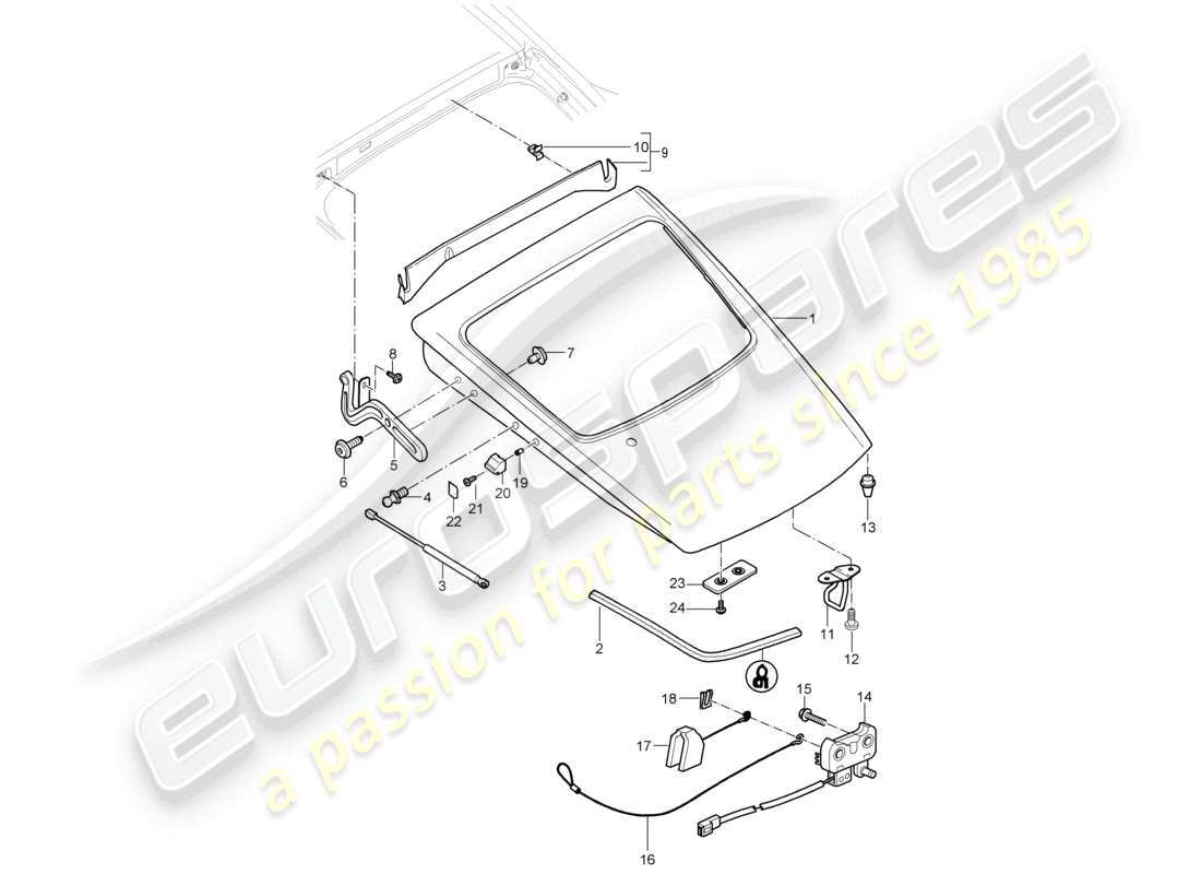 porsche 2007 (987 cayman) cover rear part diagram