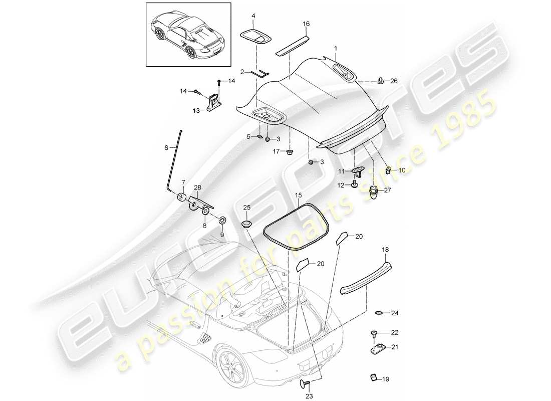 porsche 2012 (987 boxster) cover rear parts diagram