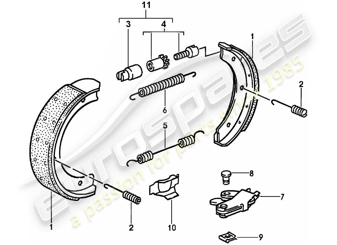 porsche 1995 (968) handbrake part diagram