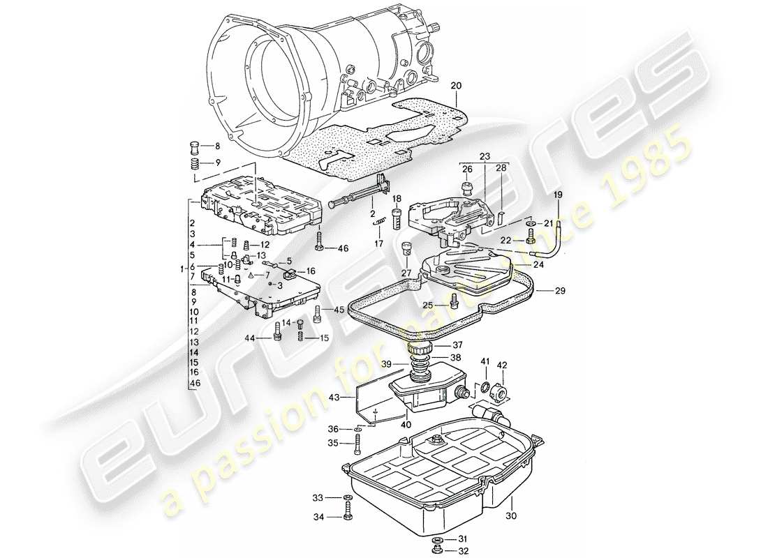 porsche 1987 (928) automatic transmission - shift-valve body parts diagram