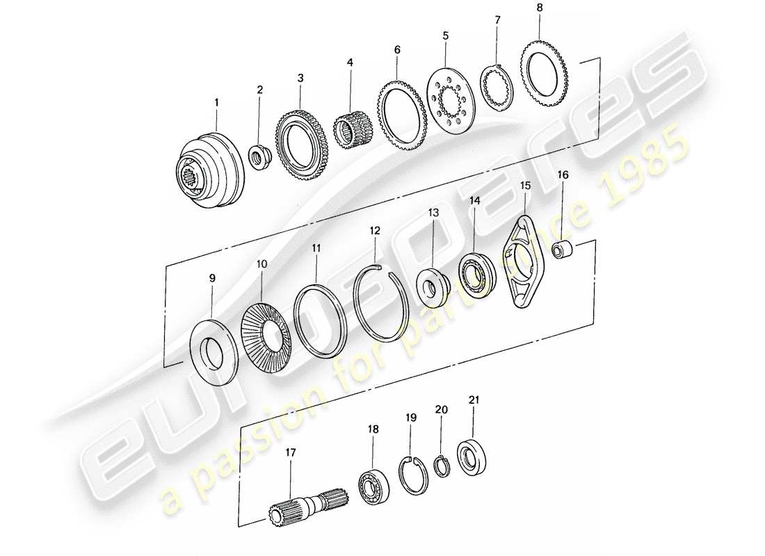 porsche 1988 (959) interaxle clutch - front axle parts diagram