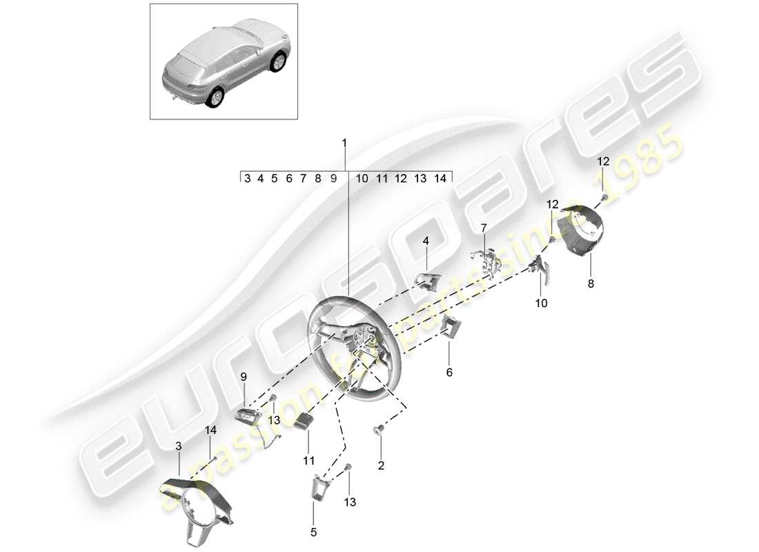 porsche 2016 (macan) steering wheel part diagram
