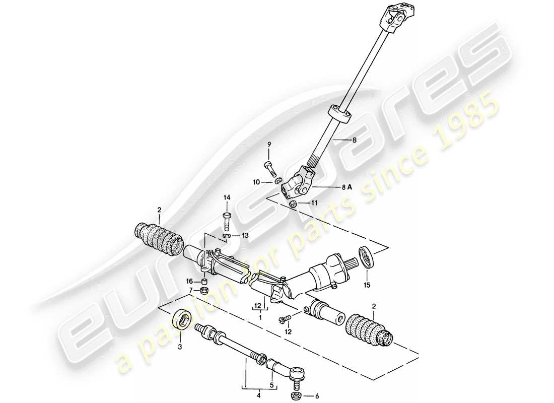 porsche 1983 (928) steering gear - tie rod part diagram