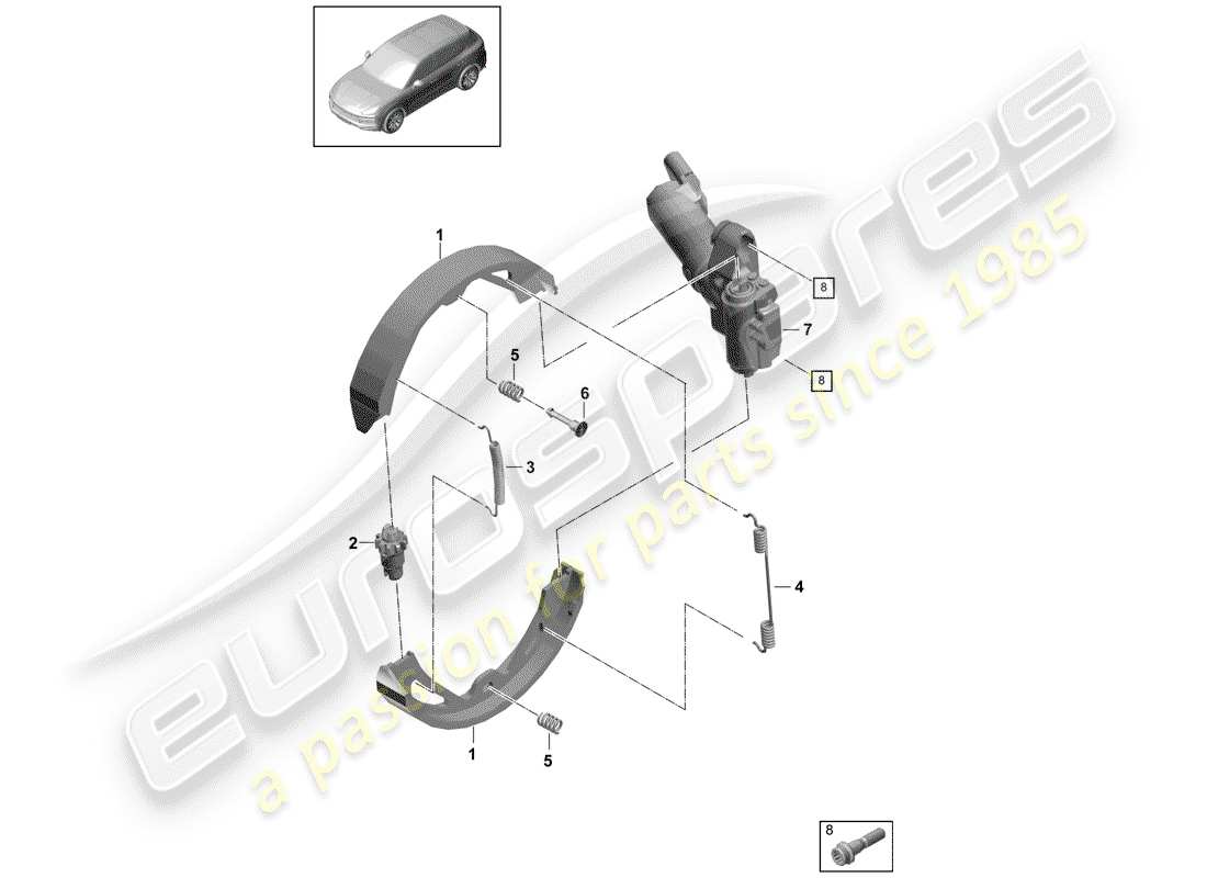 porsche 2019 (cayenne e3 9ya/9yb) parking brake parts diagram