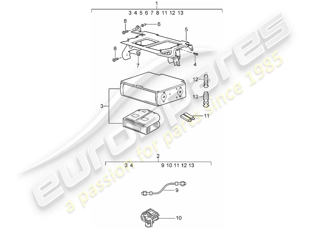 porsche tequipment cayenne (2004) cd-changer parts diagram