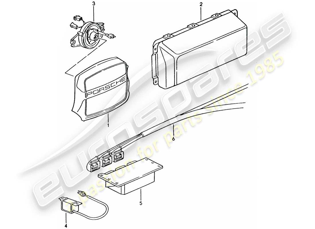 porsche 1995 (928) airbag - airbag unit - switch unit parts diagram