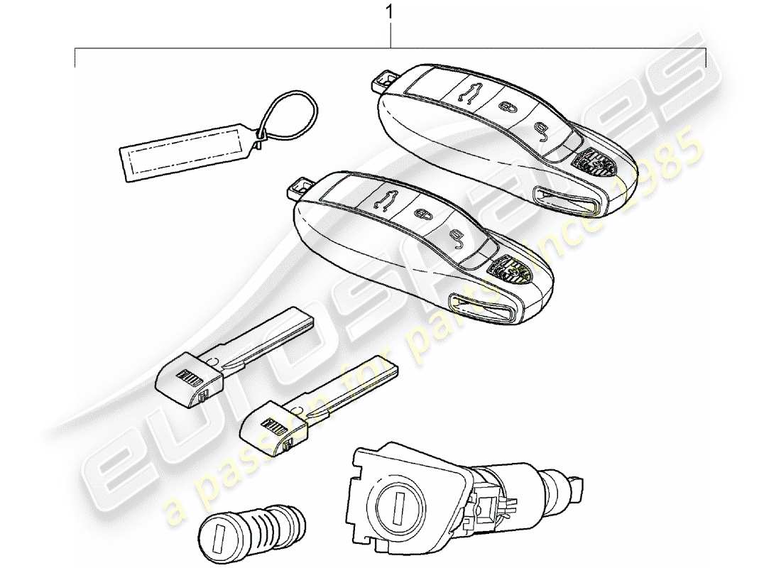 porsche 2014 (cayenne e2 92a) repair kits (lock and key set) comprising: lock for glove box lock cylinders emergency key handheld transmitter part diagram