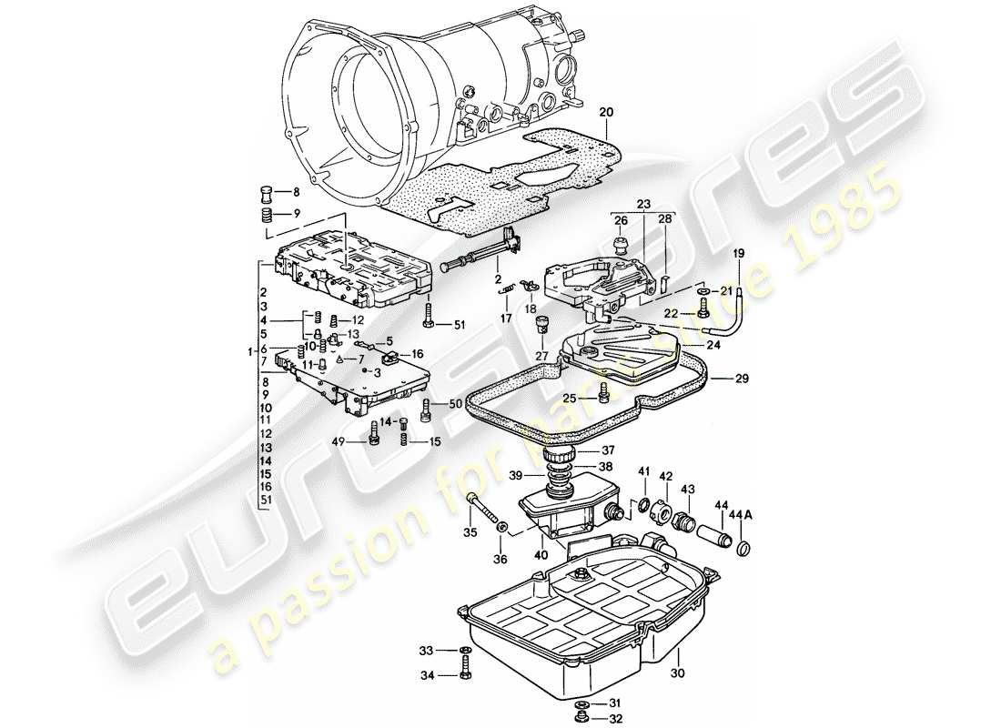porsche 1983 (928) automatic transmission - valve body part diagram
