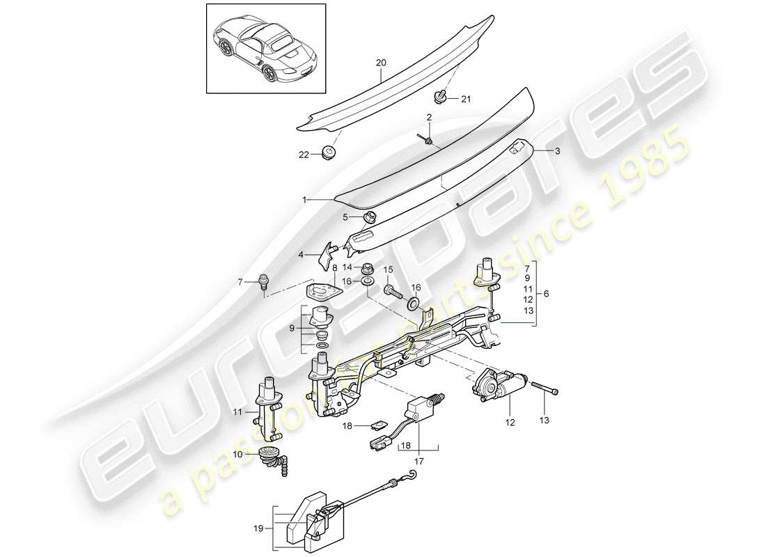 porsche 2012 (987 boxster) rear spoiler parts diagram