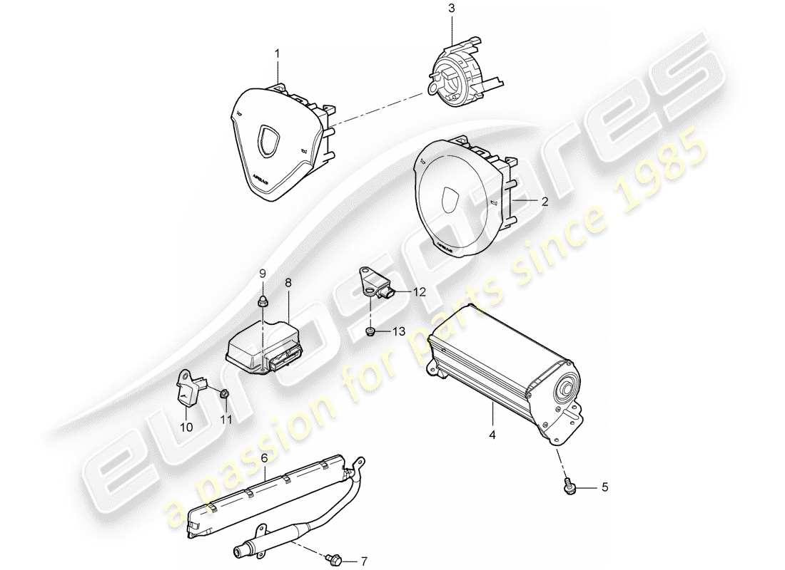 porsche 2008 (987 boxster) airbag parts diagram