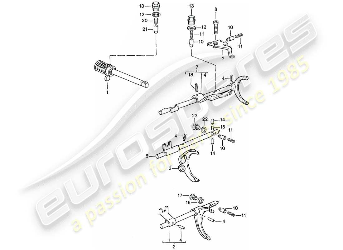porsche 1990 (944) transmission control - for - manual gearbox part diagram