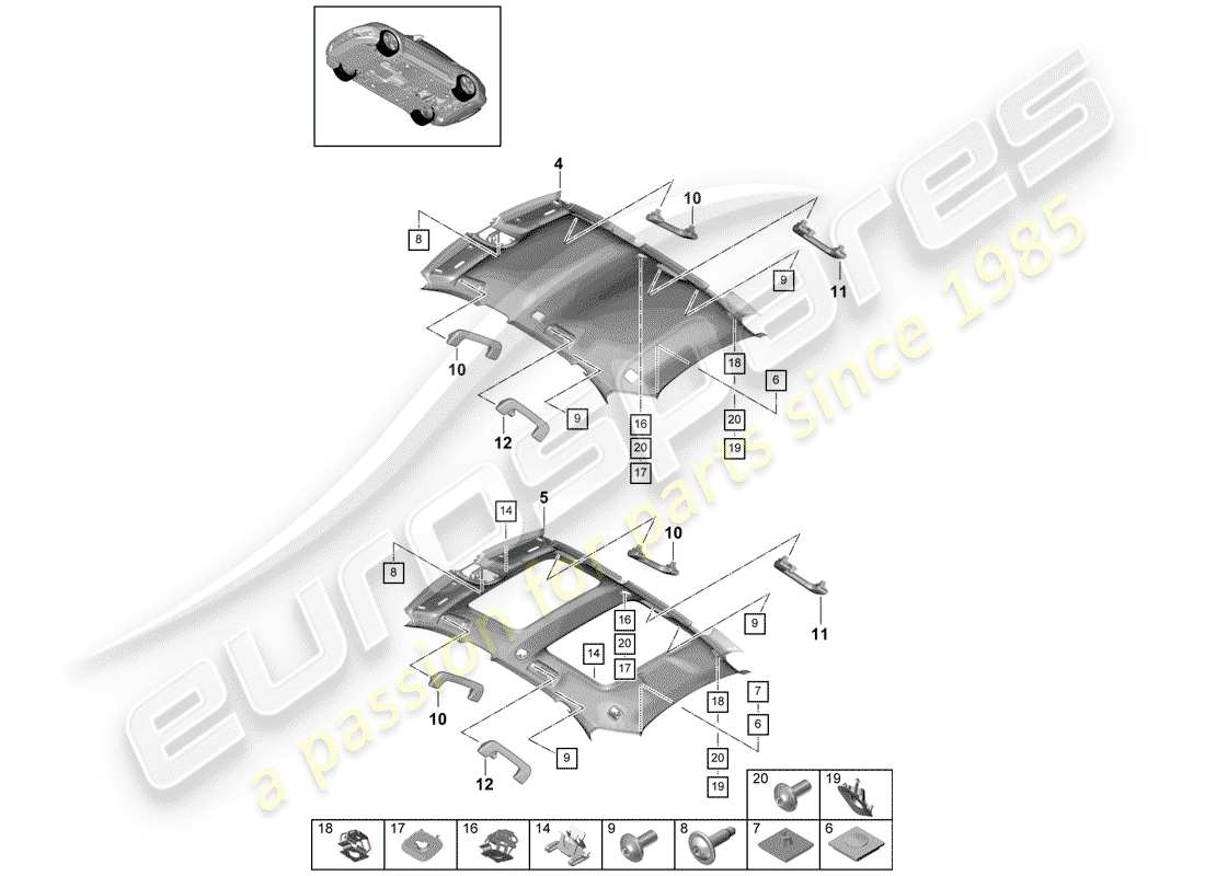 porsche 2018 (panamera 971-1) accessories accessories part diagram