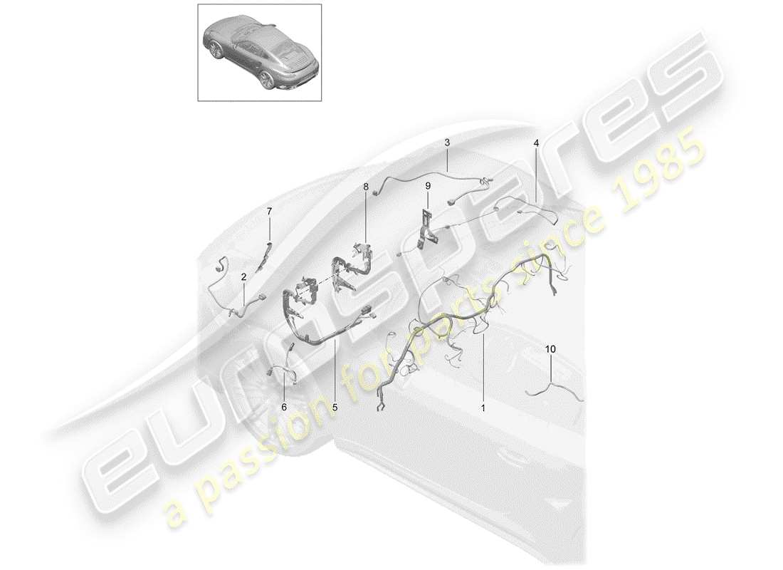 porsche 2014 (991-1 turbo) wire set front dashboard trim cover steering front axle front axle differential d >>- mj 2016 part diagram