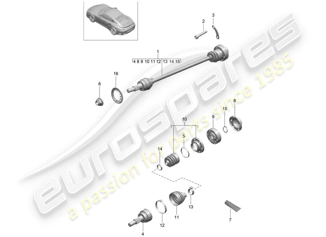 porsche 2015 (991-1 turbo) drive shaft d - mj 2017>> part diagram