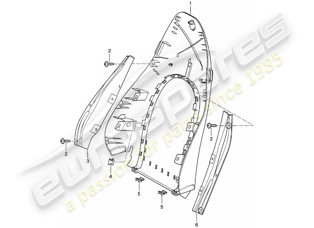 porsche 2002 (986 boxster) backrest shell standard seat comfort seat parts diagram