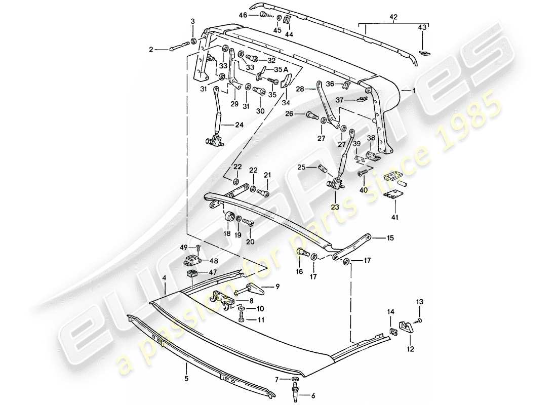porsche 1983 (911) main bow - roof frame - single parts part diagram