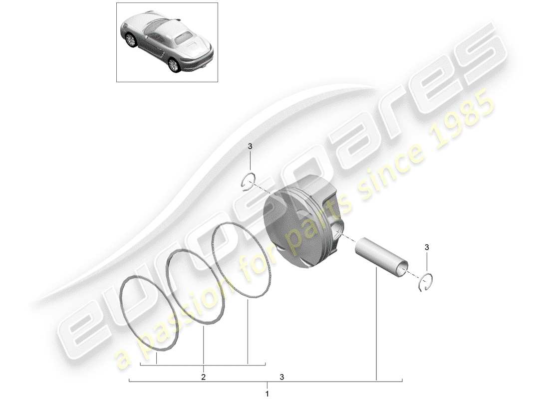 porsche 2018 (718 boxster) piston parts diagram
