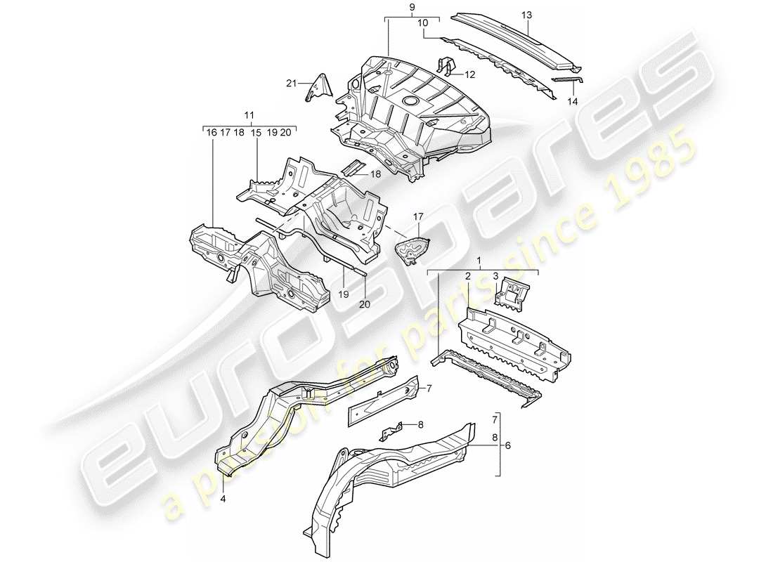 porsche 2003 (996 turbo / gt2) rear end part diagram